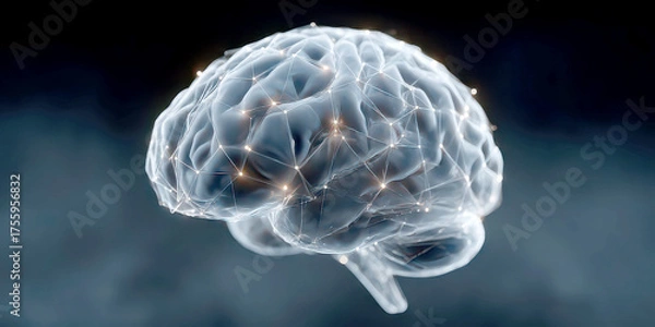 Fototapeta Digital Visualization of Human Brain Connectivity and Neural Networks