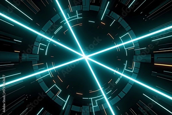 Fototapeta Cyber Neon Light Tunnel Abstract