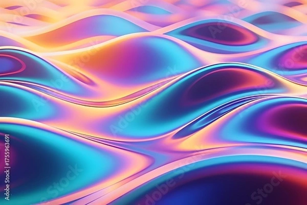 Obraz 3D Holographic Rainbow Wave Abstract