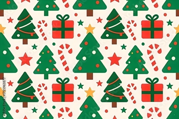 Obraz Cute Seamless Christmas Holiday Pattern