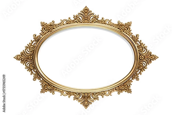 Obraz Ornate Gold Oval Picture Frame on White