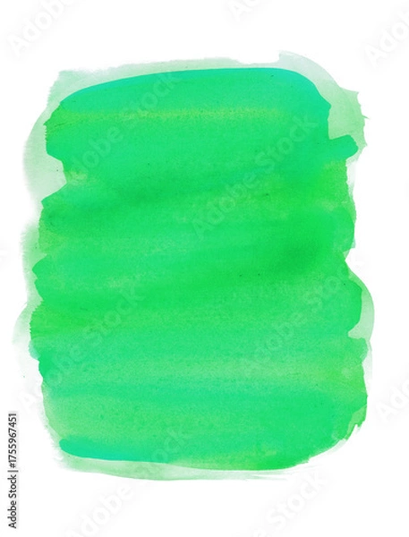 Fototapeta Fond peint à la main à l’aquarelle vert, texture papier et traces d’eau séchées / Hand-painted green watercolor background with paper texture and dried water marks