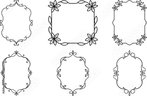 Obraz Vector art of collection of decorative frames with floral accents