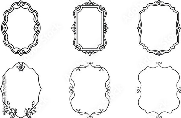Obraz Vector art of collection of six decorative frames for design