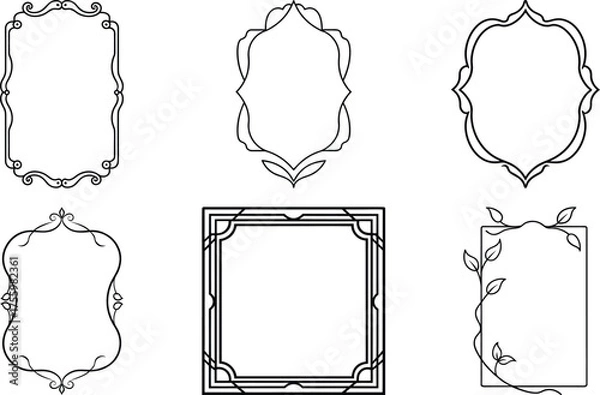 Fototapeta Vector art of collection of six decorative frames for design use