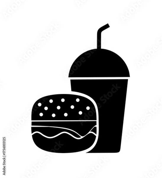 Fototapeta burger and soft drink icon vector on white background. fast food icon