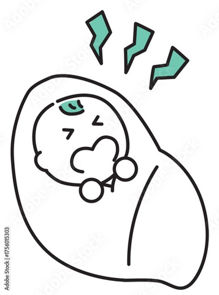 Obraz 産声を上げる生まれたての赤ちゃん_単色