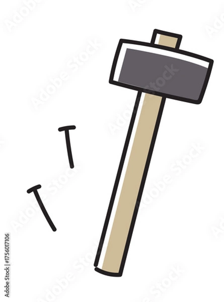 Obraz トンカチと釘_カラー