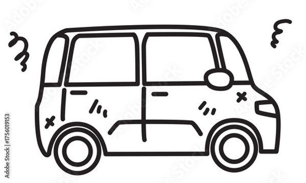 Obraz ボロボロの車_線画