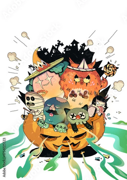 Obraz halloween witch with a pumpkin