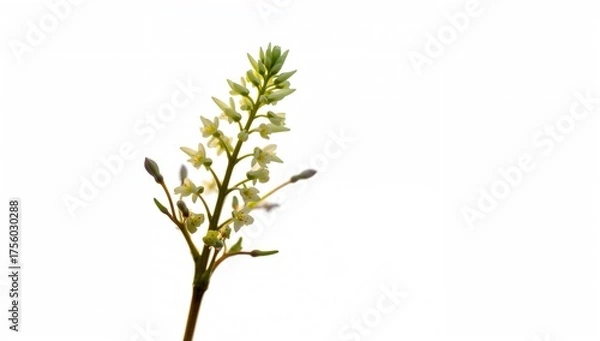 Obraz Tender and vibrant fumewort flower illuminated by gentle sunlight on a pale backdrop, symbolizing spring's renewal and eco-friendly travel themes