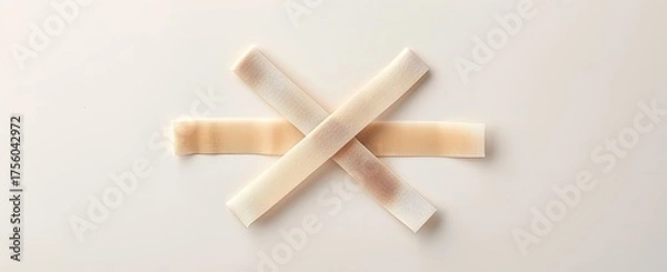 Obraz Two strips placed diagonally across each other on a plain surface, healthcare