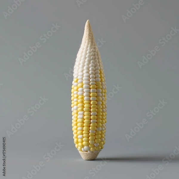 Obraz Unhusked Corn on Gray. Close-up showing kernels for recipe/healthy eating ad