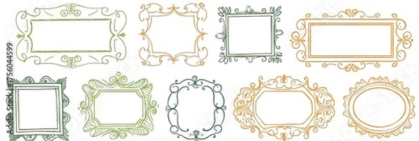 Obraz Vintage frame set on white background for decoration, invitation or web design