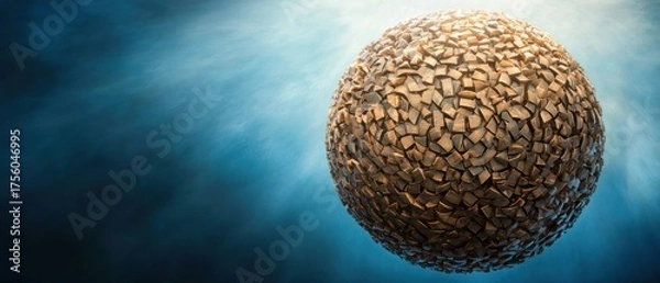 Obraz Bronze fragment sphere abstract 3 d render geometric texture design element
