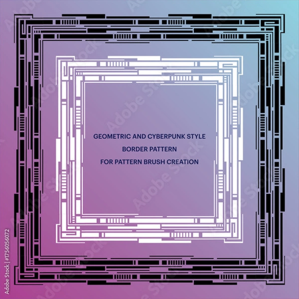 Obraz Geometric and Cybepunk style border pattern for pattern brush creation
