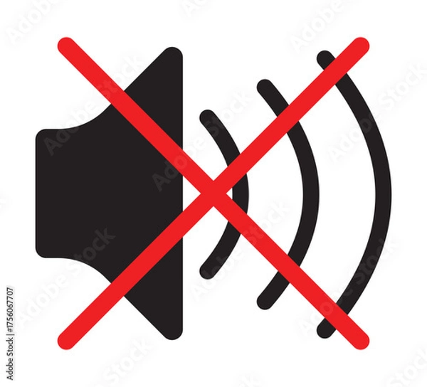 Obraz Mute and Sound Control Icon Set – Speaker Volume, Silent Mode, Audio Notification, and Sound Off Vector Symbols for Web and Mobile UI Design