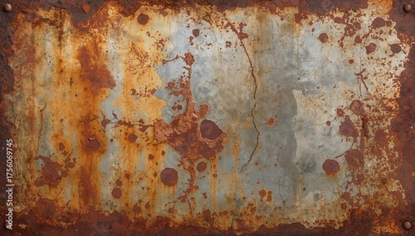 Fototapeta A textured background featuring a corroded, marked, and weathered metal surface.