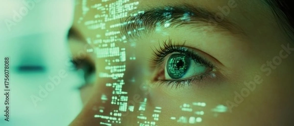 Obraz Human eye with digital code overlay futuristic technology concept