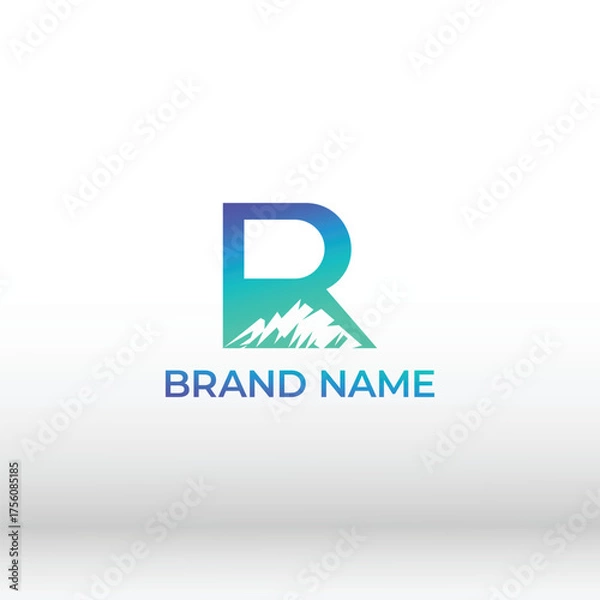 Fototapeta Modern R Monogram Logo Featuring Mountain Landscape