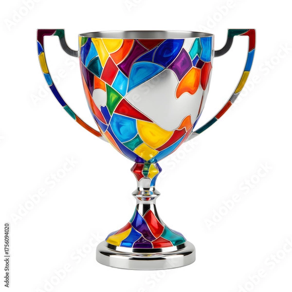 Fototapeta Brightly colored mosaic award cup, a symbol of triumph and recognition