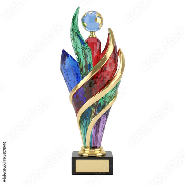 Fototapeta Vibrant crystal global trophy symbolizing outstanding achievement and recognition