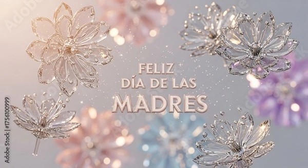 Obraz Romantic Floral Background with “Feliz Día de las Madres” Message