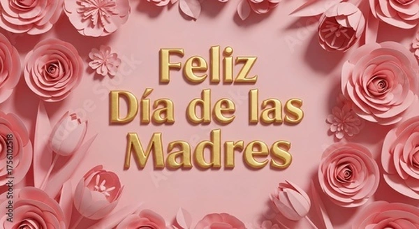 Obraz Romantic Floral Background with “Feliz Día de las Madres” Message