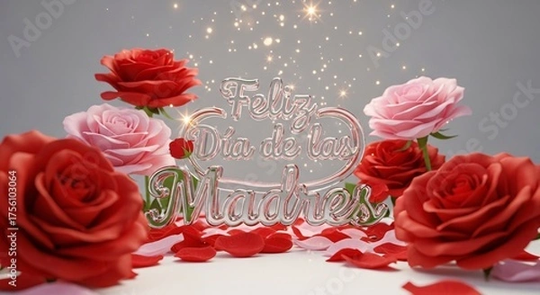 Obraz Romantic Floral Background with “Feliz Día de las Madres” Message