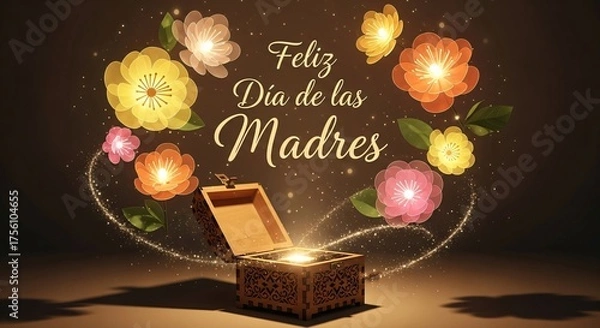 Obraz Romantic Floral Background with “Feliz Día de las Madres” Message