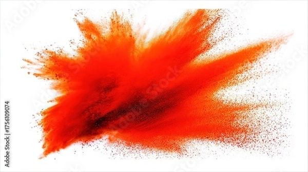 Obraz reaction. Dramatic red powder explosion against white, captured with dynamic motion blur. event key visuals, club posters, designed for fitness apps and gym onboarding, drives event promotion.