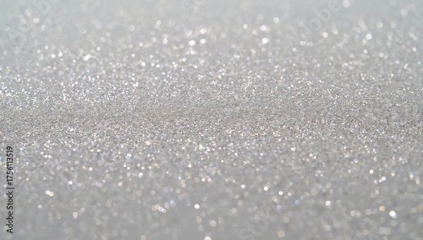 Fototapeta Detailed view of a silver background sprinkled with sparkles