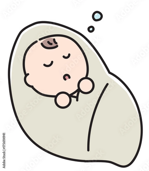 Obraz スヤスヤ眠る生まれたての赤ちゃん_カラー