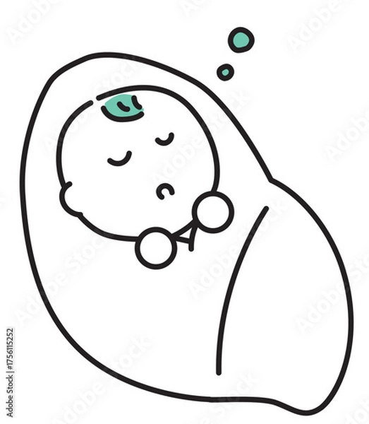 Obraz スヤスヤ眠る生まれたての赤ちゃん_単色