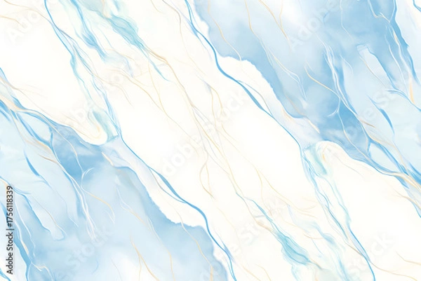 Fototapeta 青いマーブル模様の水彩背景