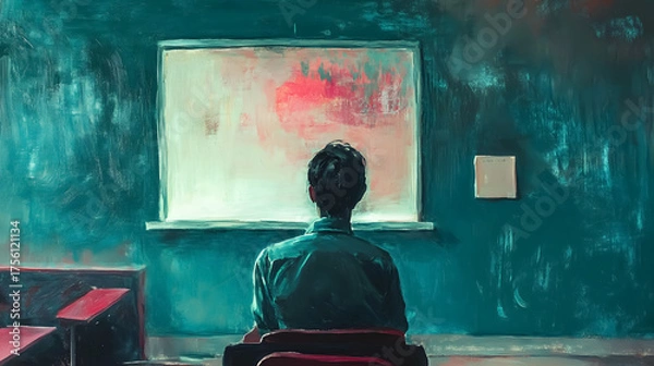 Obraz A student raising their hand in class.