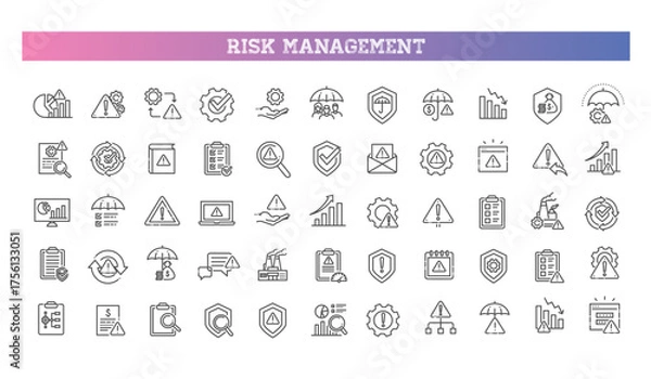 Obraz Risk management icon collection set