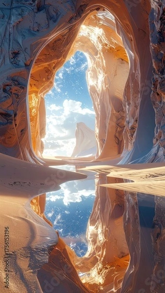 Fototapeta Orange Rock Archway Reflecting in Calm Water