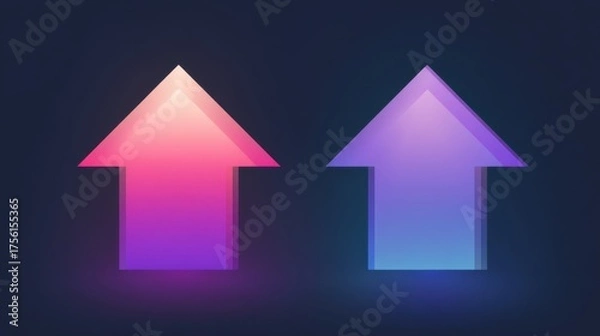 Obraz Abstract Graphic Design with Gradient Arrow Shapes in Pink and Blue against a Dark Background for Business and Marketing Concepts