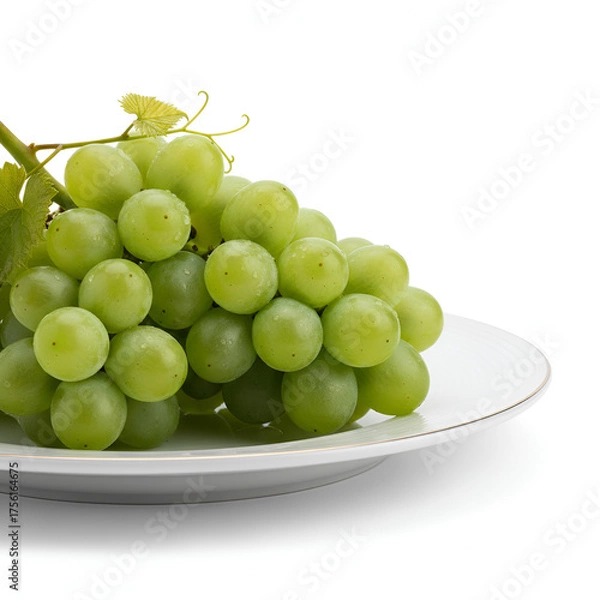 Fototapeta green grapes on a plate