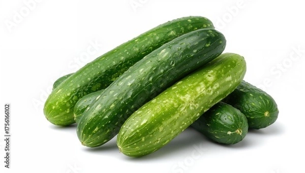 Fototapeta Fresh cucumbers on a plain white backdrop