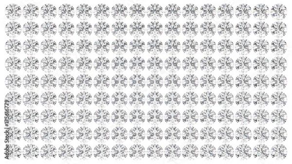 Fototapeta 3D illustration group of many round diamonds in a row