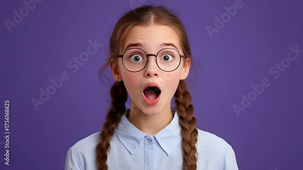 Obraz A teenage Russian girl isolated on a purple background, expressing surprise.
