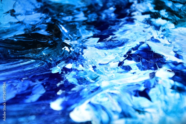 Obraz 海のような絵の具の混ざり合い　抽象的　マーブル模様　波　背景