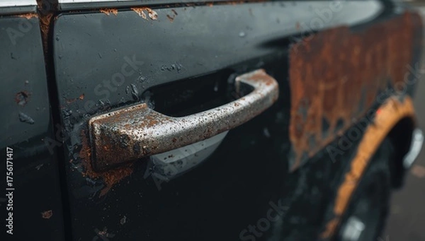 Obraz Rust damage near the vehicle's door grip