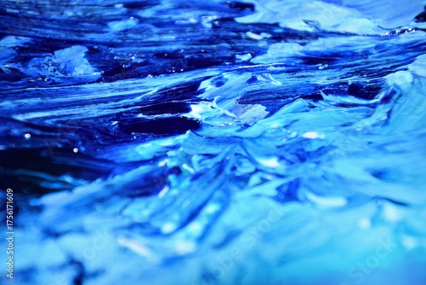 Obraz 海のような絵の具の混ざり合い　抽象的　マーブル模様　波　背景