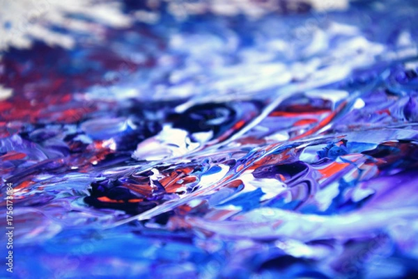 Obraz 混ざり合ったカラフルな絵の具　画材　抽象的　背景　マーブル模様