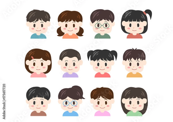 Fototapeta 子供の顔のイラストセット