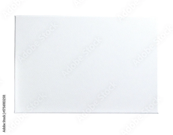 Obraz A rectangular white canvas stretched on a wooden frame, set against a stark black background