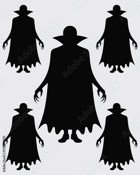 Obraz Mysterious vampire silhouettes collection vector graphic scalable illustration eps format for design projects vector illustration white background